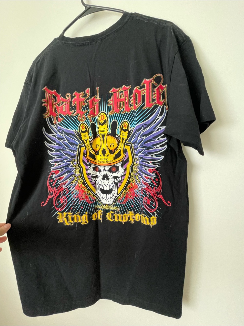 Rat's Hole Shirt Mens Large Black Skull Crown Graphic Custom Choppers Biker Tee
